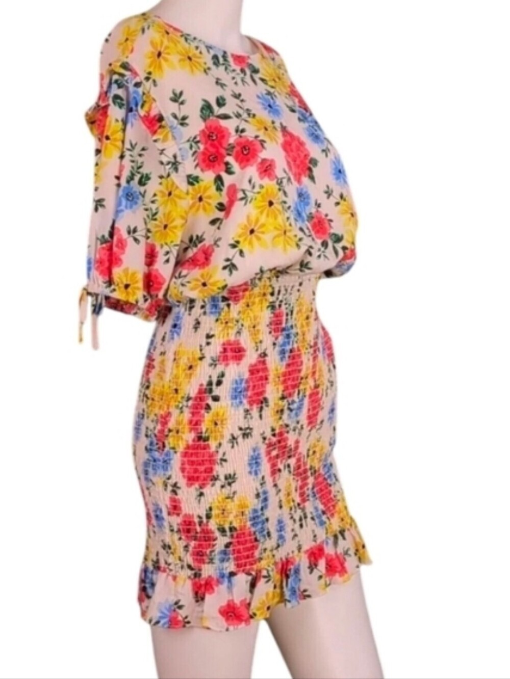 Lost and Wander Center Of Attention Dress, Floral, Smocked Ruffled Skirt NWT